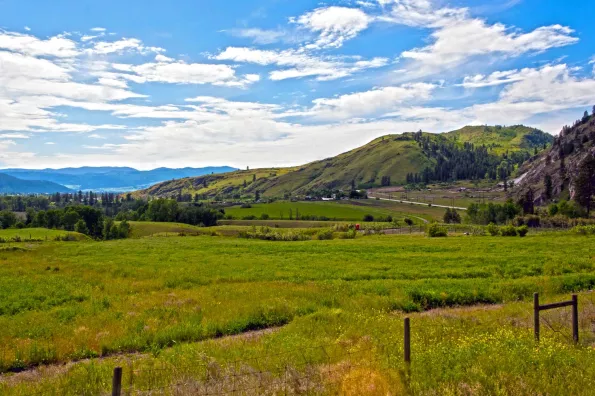 image of field and hill on a sunny day